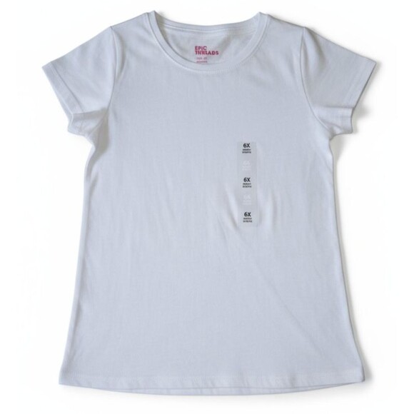 Epic Threads Little Girl's Crew Neck Solid Bright White Basic T-shirt Size 6X - Picture 1 of 4